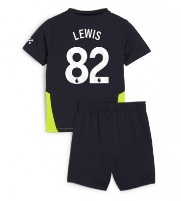 Manchester City Rico Lewis #82 Segunda Equipación Niños 2024-25 Manga Corta (+ Pantalones cortos)